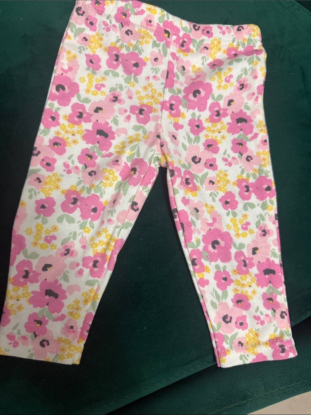 Girls' Pink Floral Stretch Leggings - 6 Month Baby Girl Cotton Leggings
